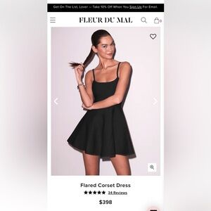 Fleur du Mal Flared Corset Dress Black Mini Fit & Flare Style curr $398. NWOT XS